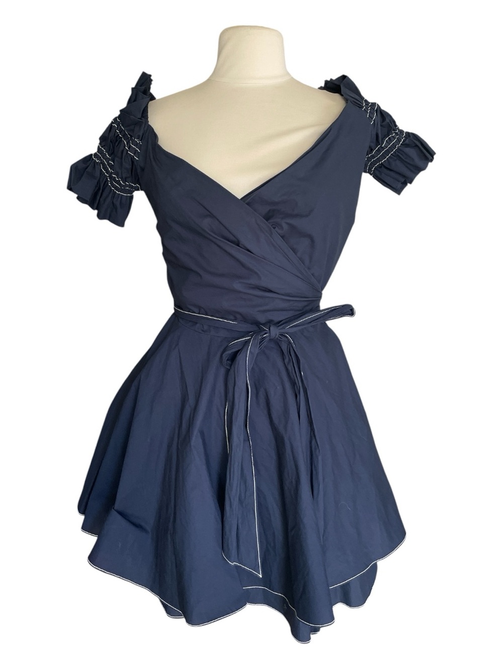 Jonathan Simkhai Navy Off The Shoulder Mini Dress Size 4